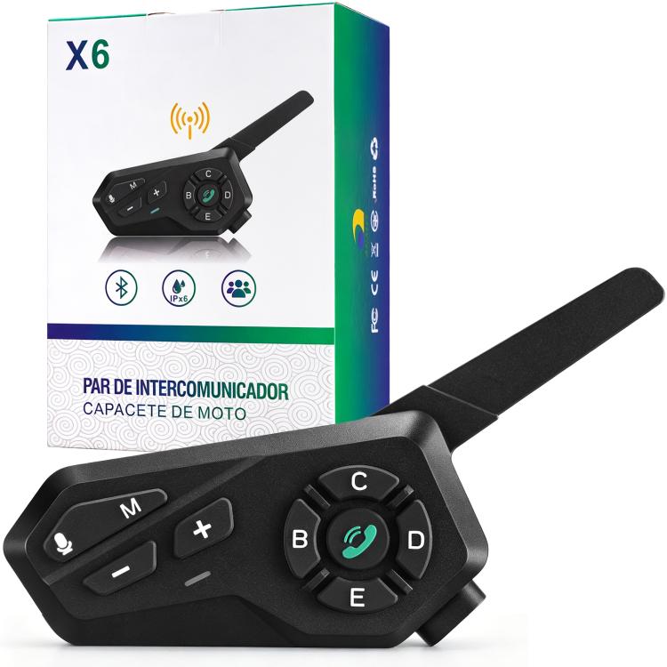 

Black Motorcycle Helmet Waterproof Wireless Walkie-Talkie Bluetooth Earphone(One)