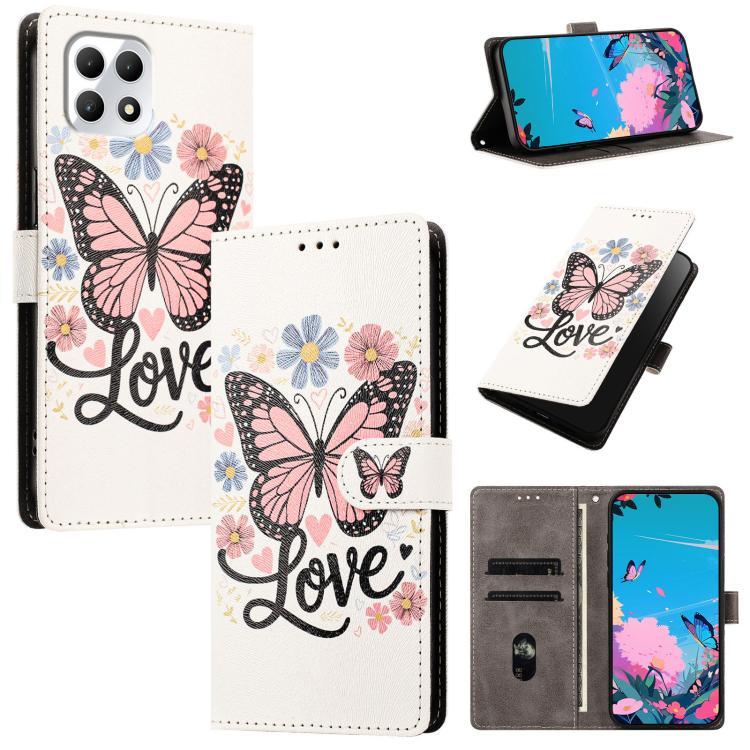 

For T-Mobile REVVL 8 Pro 5G CH002 Colored Drawing Buckle Clasp Vegan Leather Phone Case(Pink Butterflies)