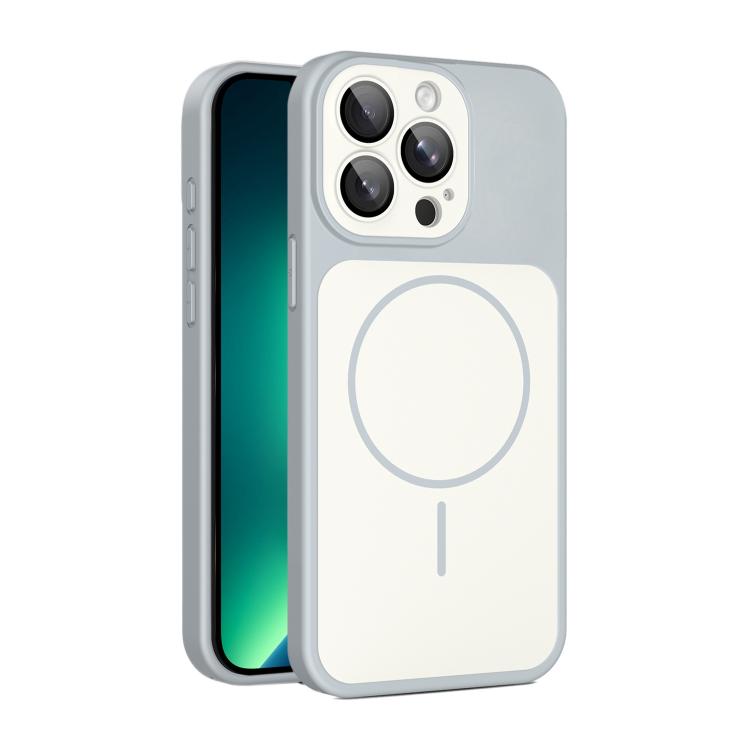 

For iPhone 13 Pro Max Shield Contrast Color Magnetic Phone Case with Lens Protector(Grey)