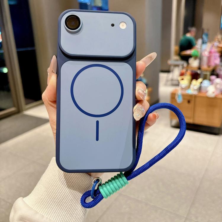 For iPhone Air Shield Contrast Color Magnetic Phone Case with Lens Protector and Wrist Strap(Blue) — купить у Sunsky-online WW