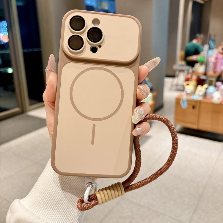 For iPhone 13 Pro Max Shield Contrast Color Magnetic Phone Case with Lens Protector and Wrist Strap(Gold) — купить у Sunsky-online WW