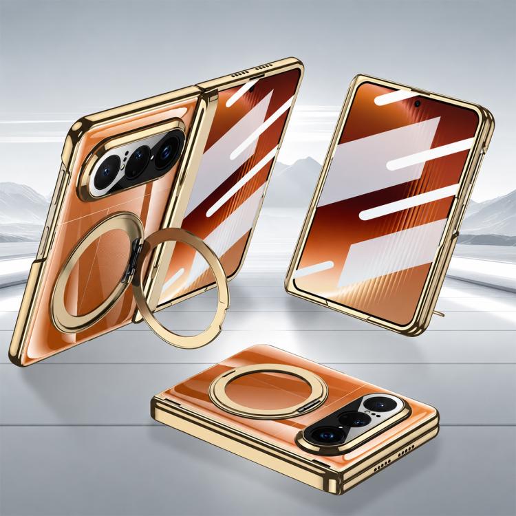 

For Huawei Pura X Max GKK Integrated Magnetic Folding Hinge Phantom Phone Case with Magnetic Rotating Stand(Champagne Gold)