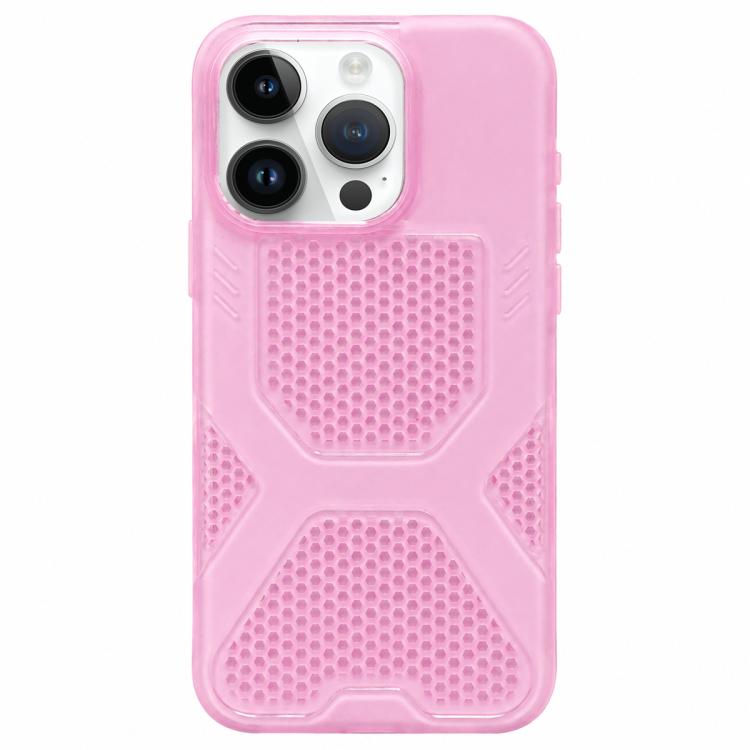 For iPhone 16 Pro Cool Jelly Heat Dissipation TPU Phone Case(Peach Red)