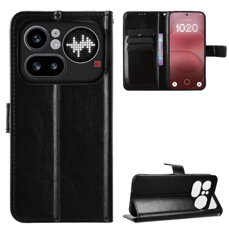

For Nothing Phone 4a Pro Retro Crazy Horse Texture Vegan Leather Phone Case(Black)
