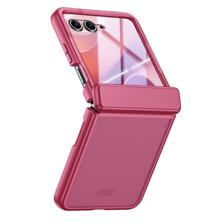 

For Motorola Razr 70+ / 60 Pro / 50 Ultra Semi-transparent Frosted Hinge Integrated Film Phone Case(Red)