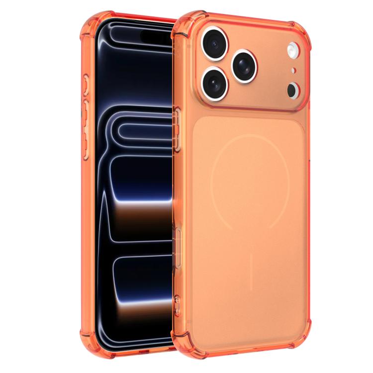 For iPhone 17 Pro Transforms Into 17 Large Window Frosted Airbag Shockproof TPU Phone Case(Orange)