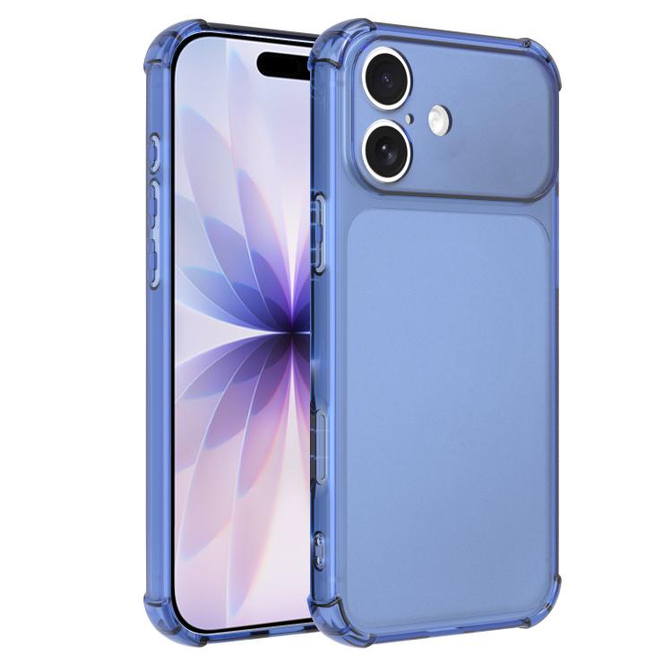 For iPhone 17 Transforms Into 17 Large Window Frosted Airbag Shockproof TPU Phone Case(Blue)