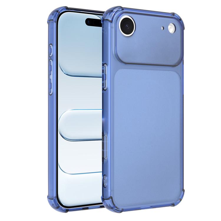 

For iPhone Air Transforms Into 17 Large Window Frosted Airbag Shockproof TPU Phone Case(Blue)