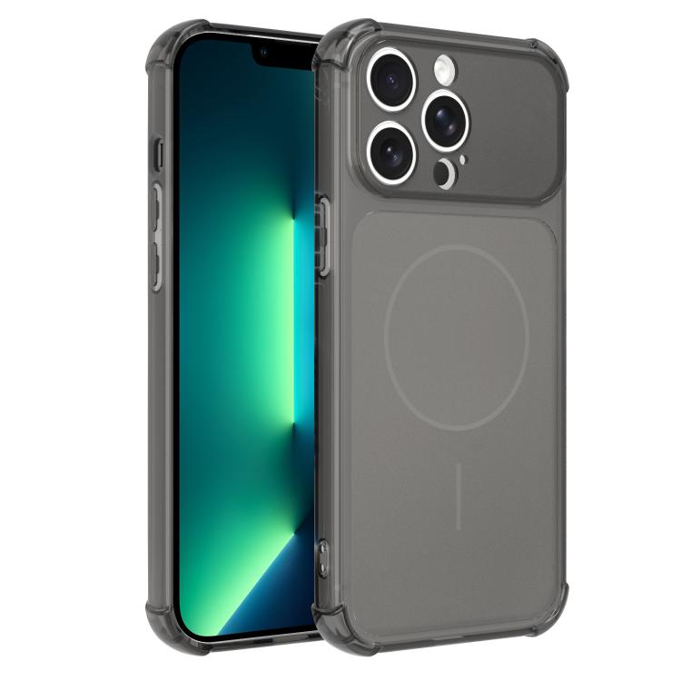 For iPhone 13 Pro Max Transforms Into 17 Large Window Frosted Airbag Shockproof TPU Phone Case(Black)