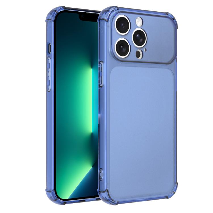 For iPhone 13 Pro Transforms Into 17 Large Window Frosted Airbag Shockproof TPU Phone Case(Blue)