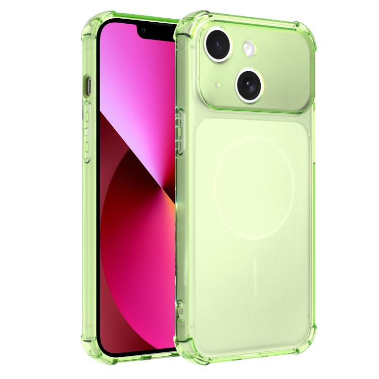 For iPhone 13 Transforms Into 17 Large Window Frosted Airbag Shockproof TPU Phone Case(Green)