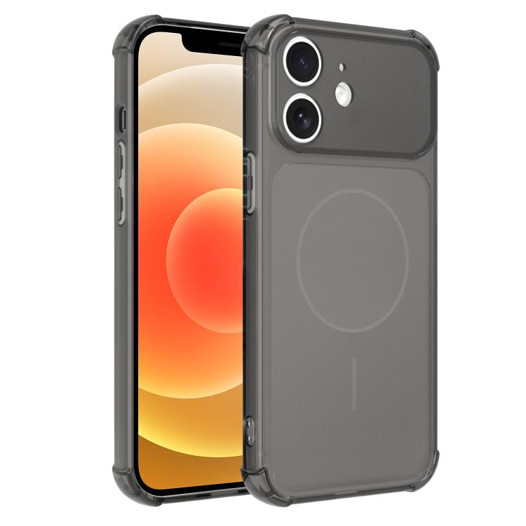 For iPhone 12 Transforms Into 17 Large Window Frosted Airbag Shockproof TPU Phone Case(Black)