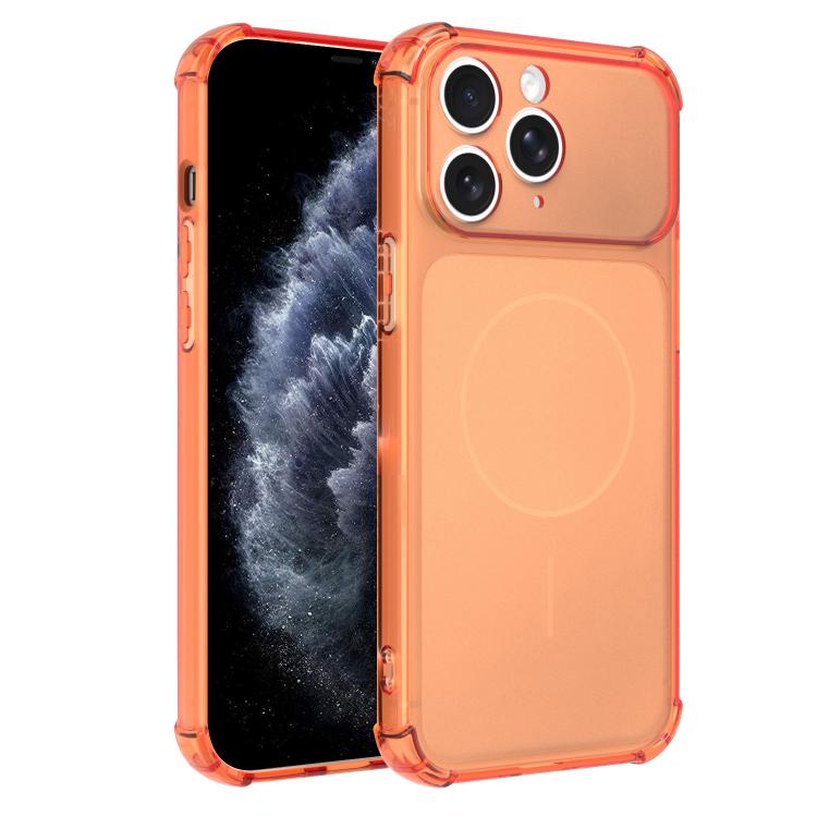 For iPhone 11 Pro Max Transforms Into 17 Large Window Frosted Airbag Shockproof TPU Phone Case(Orange)
