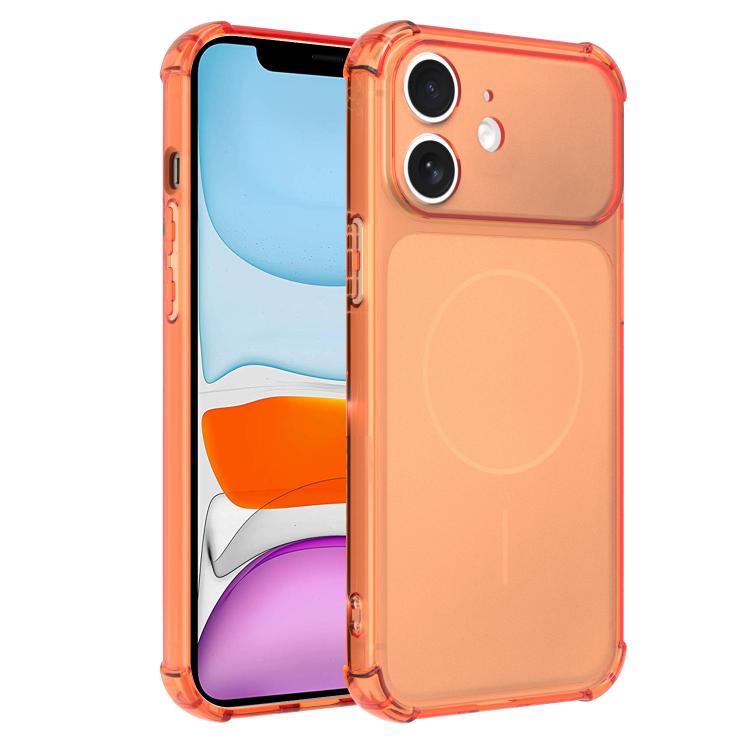 For iPhone 11 Transforms Into 17 Large Window Frosted Airbag Shockproof TPU Phone Case(Orange)