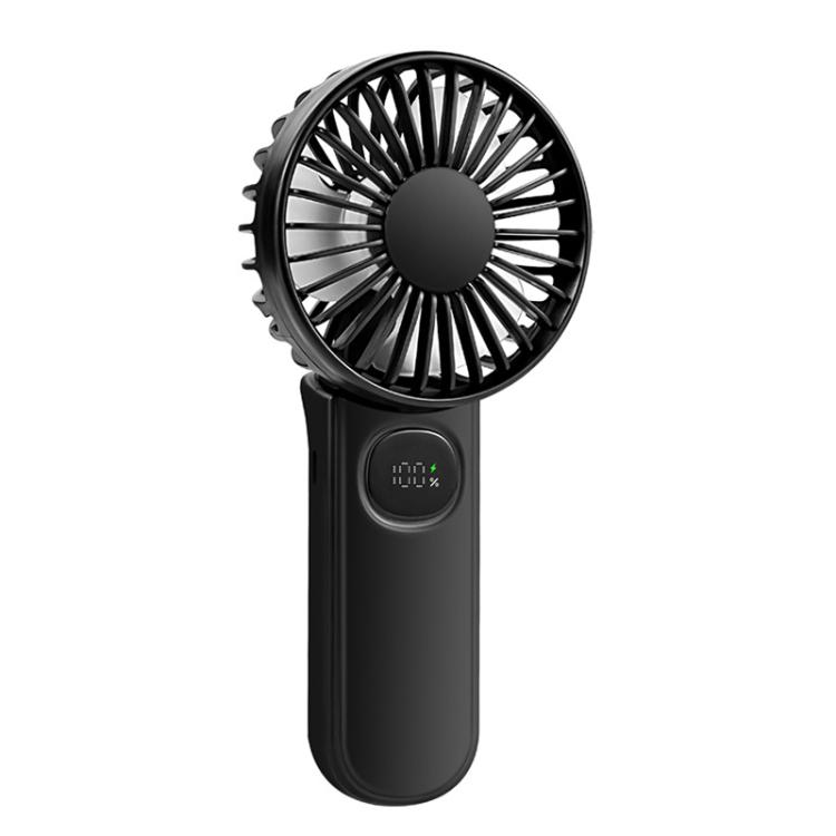 

F11 Folding Handheld Fan with LED Display & Lanyard(Black)