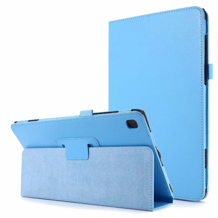 

For Samsung Galaxy Tab A7 10.4 (2020) T500 Litchi Texture Horizontal Flip Solid Color Leather Case with Holder(Blue)