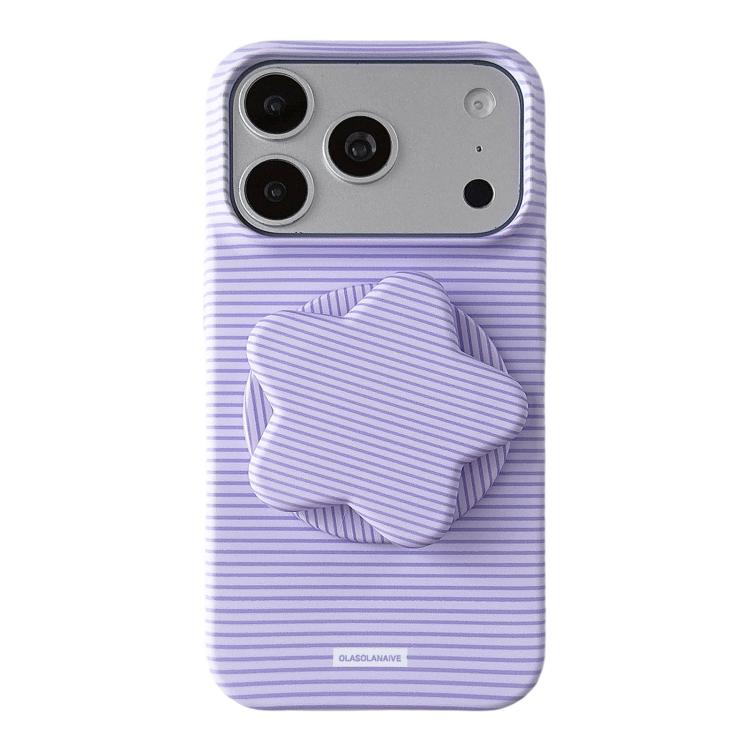 For iPhone 17 Pro Max Macaron Striped Full Coverage PC Phone Case with Star Holder(Purple) — купить у Sunsky-online WW