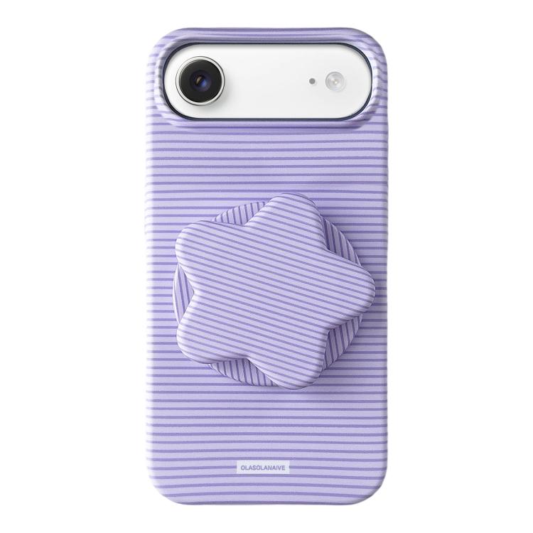 For iPhone Air Macaron Striped Full Coverage PC Phone Case with Star Holder(Purple) — купить у Sunsky-online WW