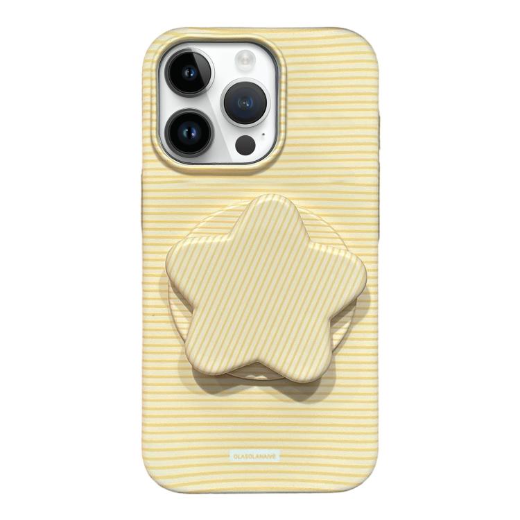 For iPhone 13 Pro Max Macaron Striped Full Coverage PC Phone Case with Star Holder(Yellow) — купить у Sunsky-online WW
