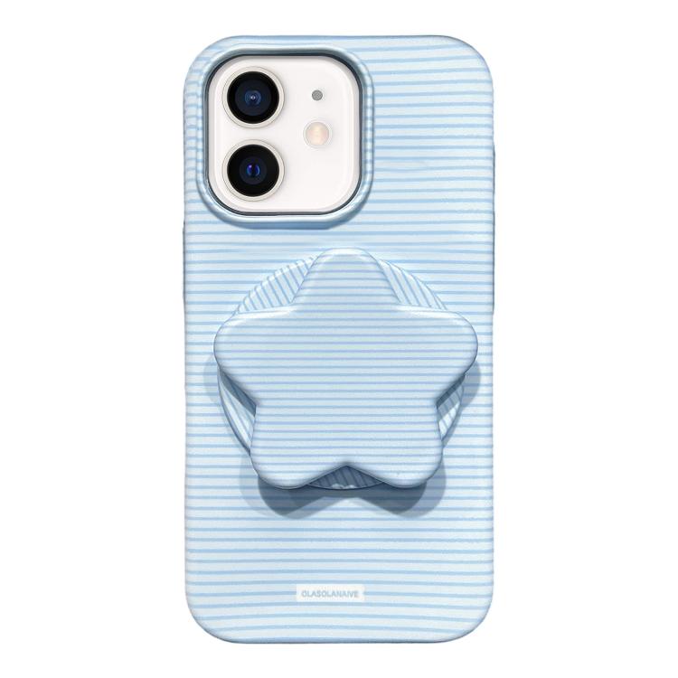 For iPhone 11 Macaron Striped Full Coverage PC Phone Case with Star Holder(Blue) — купить у Sunsky-online WW