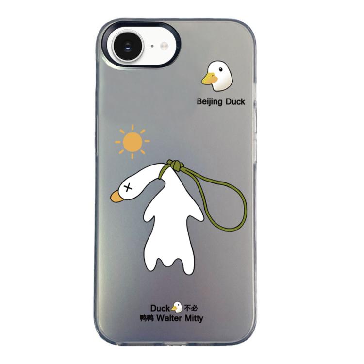 For iPhone 17e / 16e Colorful Silver Pattern PC Hybrid TPU Phone Case(Black Duck)