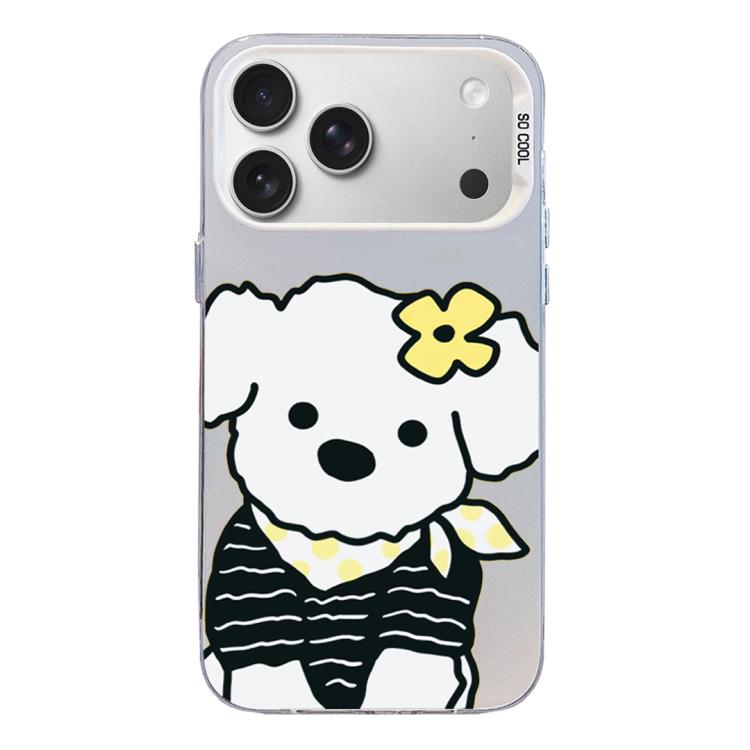 For iPhone 17 Pro Max Colorful Silver Pattern PC Hybrid TPU Phone Case(White Puppy) — купить у Sunsky-online WW