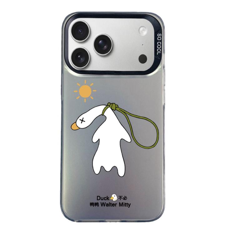 For iPhone 18 Pro / 17 Pro Colorful Silver Pattern PC Hybrid TPU Phone Case(Black Duck)