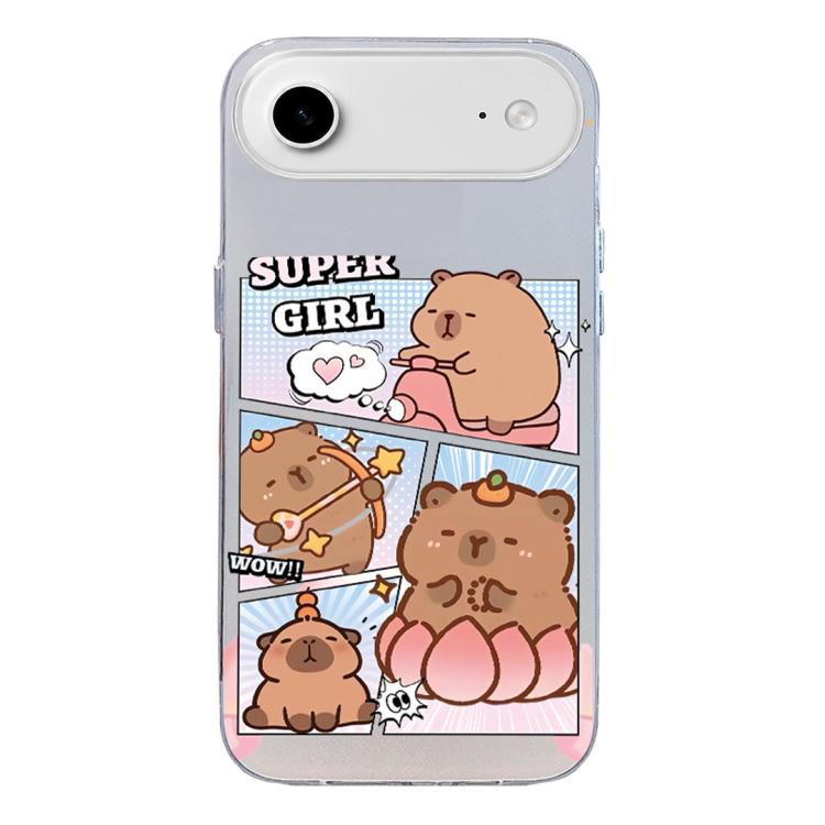 For iPhone Air Colorful Silver Pattern PC Hybrid TPU Phone Case(White Pufferfish)