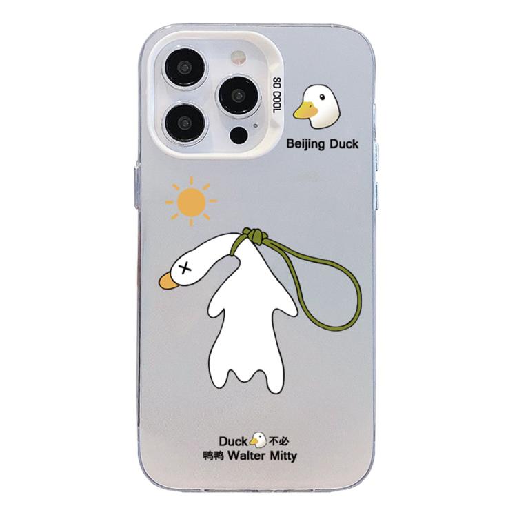 For iPhone 16 Pro Colorful Silver Pattern PC Hybrid TPU Phone Case(White Duck) — купить у Sunsky-online WW