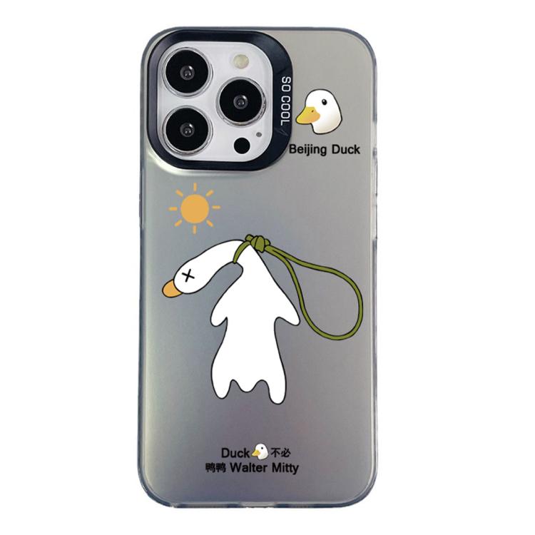 For iPhone 13 Pro Colorful Silver Pattern PC Hybrid TPU Phone Case(Black Duck) — купить у Sunsky-online WW
