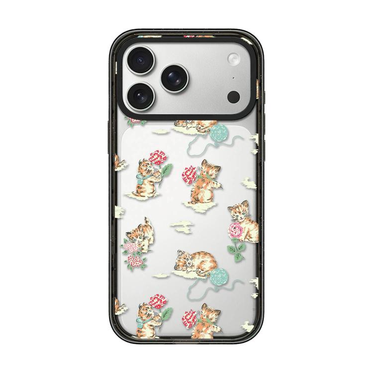For iPhone 17 Pro Max Country Cats Dogs Transparent Acrylic TPU Phone Case(Cat Flower)