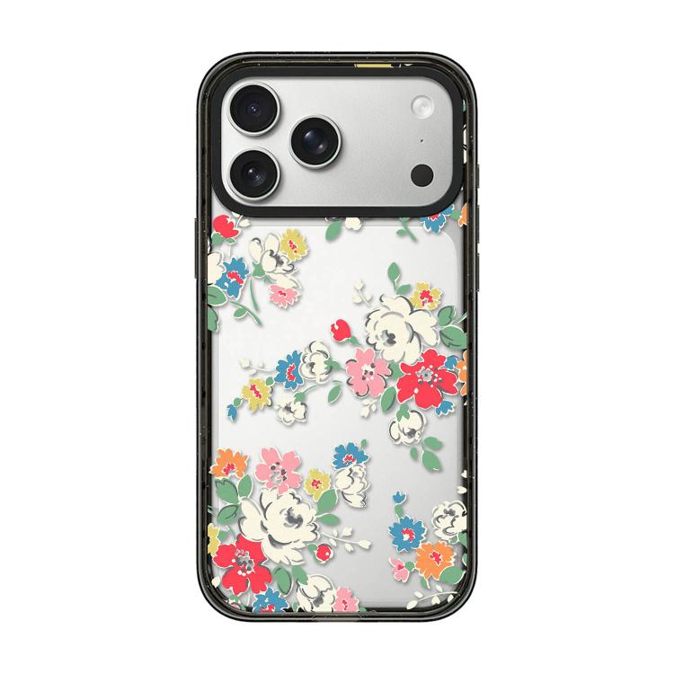 For iPhone 17 Pro Country Cats Dogs Transparent Acrylic TPU Phone Case(Colorful Floral Print)