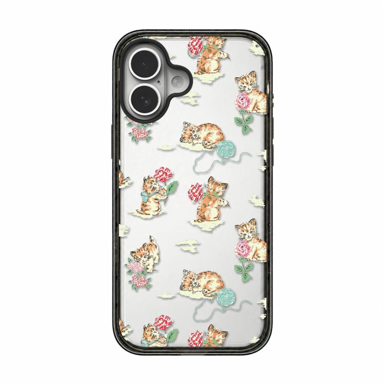 For iPhone 16 Country Cats Dogs Transparent Acrylic TPU Phone Case(Cat Flower)