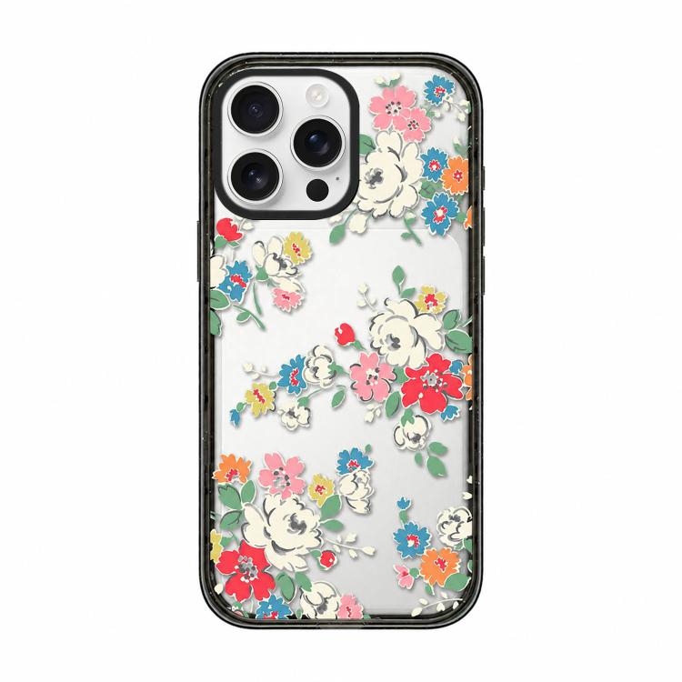 For iPhone 15 Pro Max Country Cats Dogs Transparent Acrylic TPU Phone Case(Colorful Floral Print)