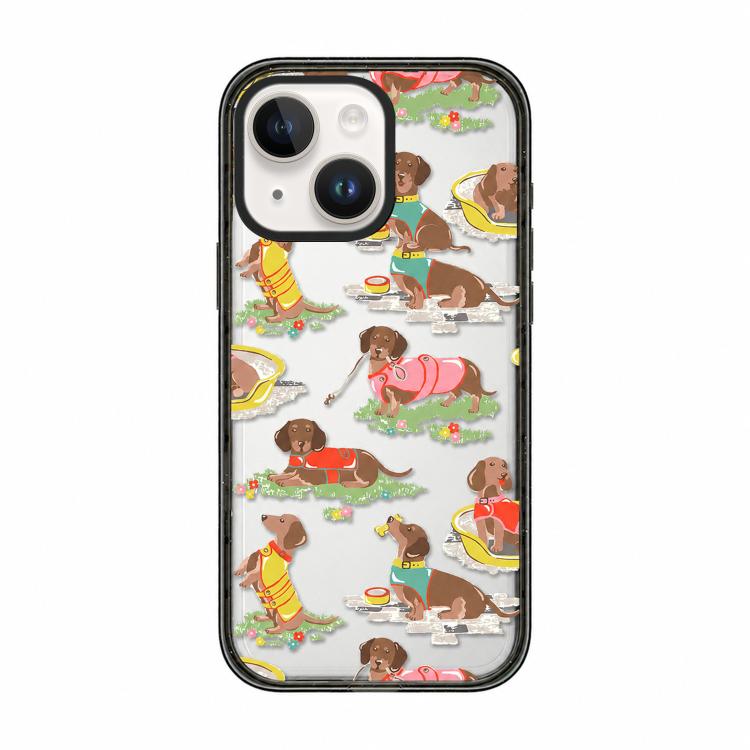 For iPhone 15 Plus Country Cats Dogs Transparent Acrylic TPU Phone Case(Dachshund)