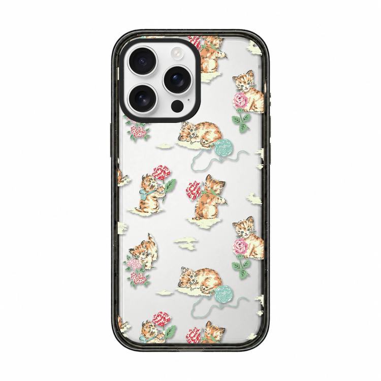 For iPhone 14 Pro Country Cats Dogs Transparent Acrylic TPU Phone Case(Cat Flower)