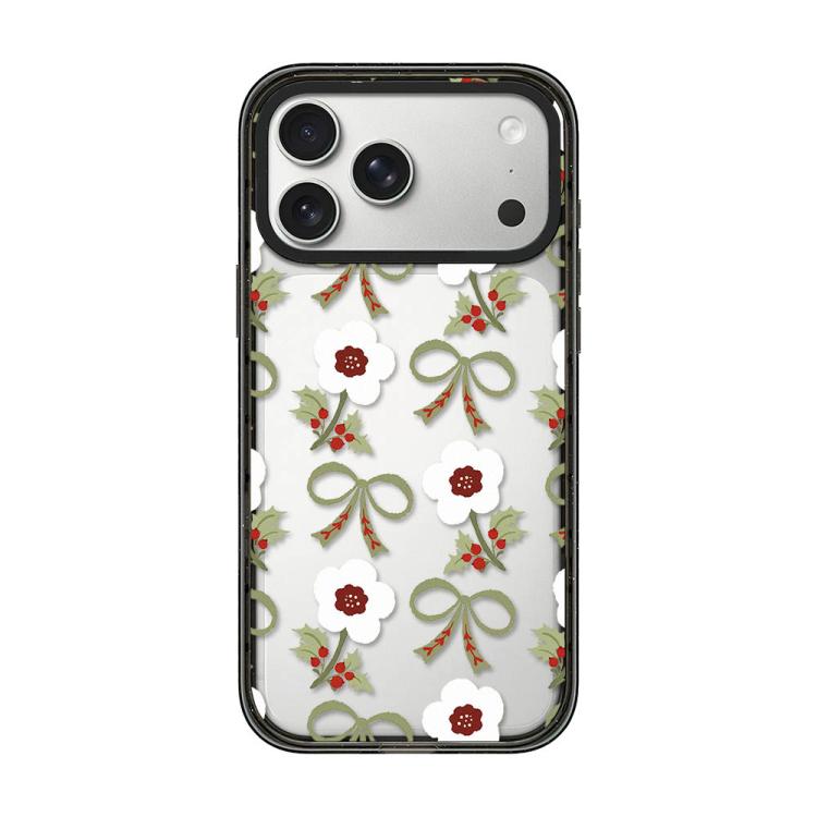 For iPhone 17 Pro Max Christmas Print Transparent Acrylic TPU Phone Case(Floral Bow) — купить у Sunsky-online WW
