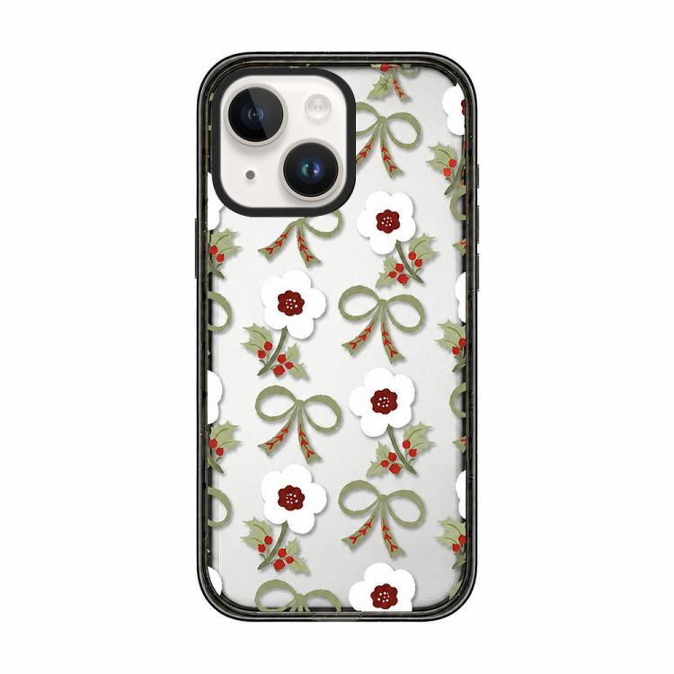 For iPhone 14 Christmas Print Transparent Acrylic TPU Phone Case(Floral Bow) — купить у Sunsky-online WW