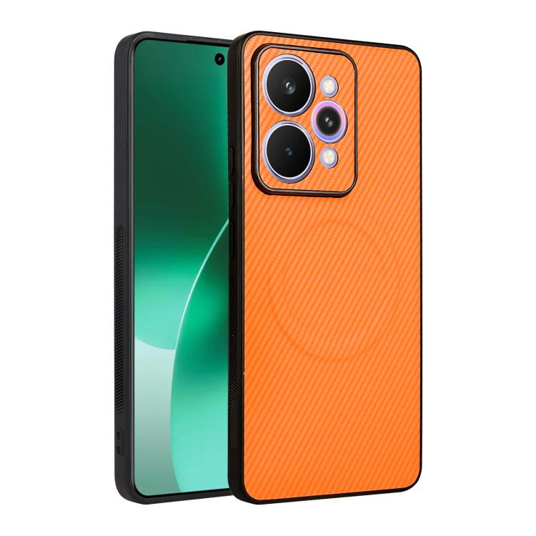 

For Realme 15 Pro 5G Global Precise Cutout Carbon Fiber Texture Vegan Leather Phone Case(Orange)
