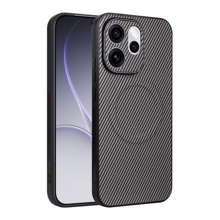 For OPPO Reno15 Pro Max 5G / Reno15 Pro India Precise Cutout Carbon Fiber Texture Vegan Leather Phone Case(Grey)