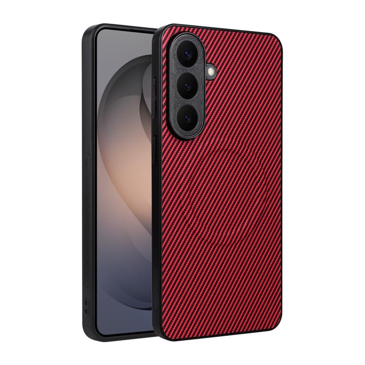 For Galaxy S26 5G Precise Cutout Carbon Fiber Texture Vegan Leather Phone Case(Red)