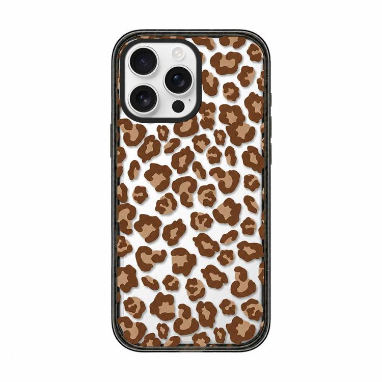 For iPhone 13 Pro Leopard Print Bow Print transparent Acrylic TPU Phone Case(Caramel Brown Leopard)