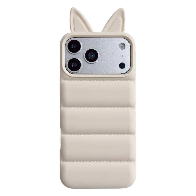 For iPhone 17 Pro Max Foxs Ears Eiderdown TPU Phone Case(White)