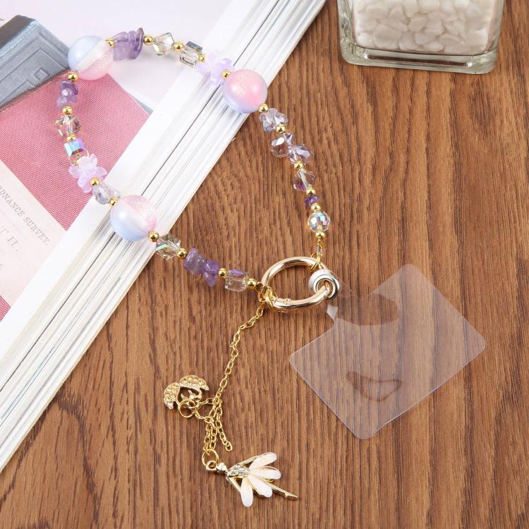Swans Dancer Beaded Phone Charm Wrist Strap with Tether Pad for Women Girls(Purple)