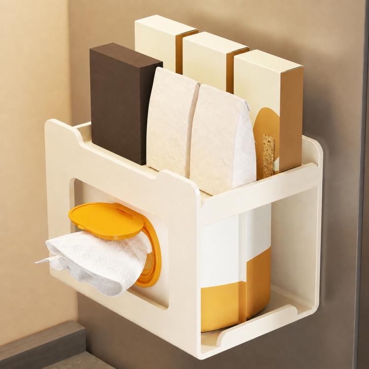 

Multifunctional Wall Mounted Magnetic Tissue Storage Holder(Milky White)