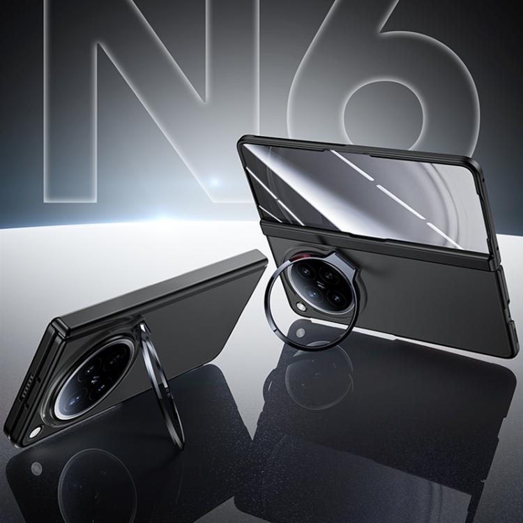 

For OPPO Find N6 5G Transparent Lens Holder Hinge Integrated Film Phone Case(Black)