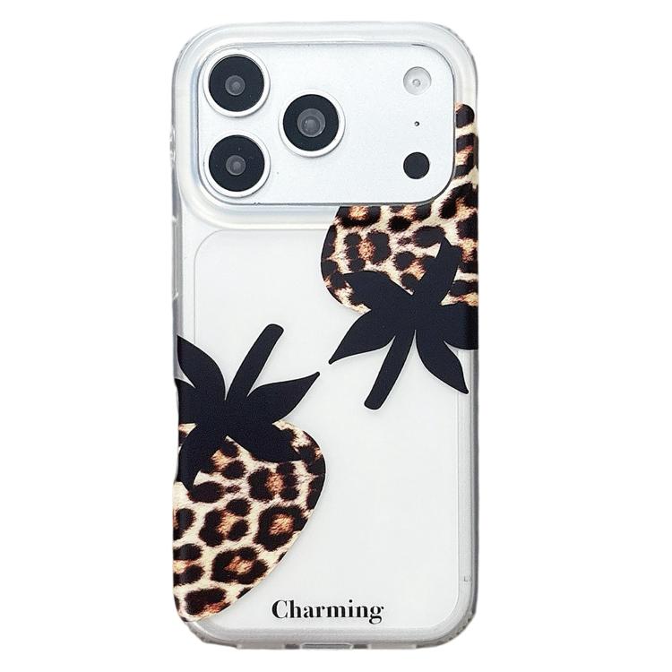 For iPhone 17 Pro Max Double Layer Frosted Pattern TPU Phone Case(Leopard Print Strawberry)