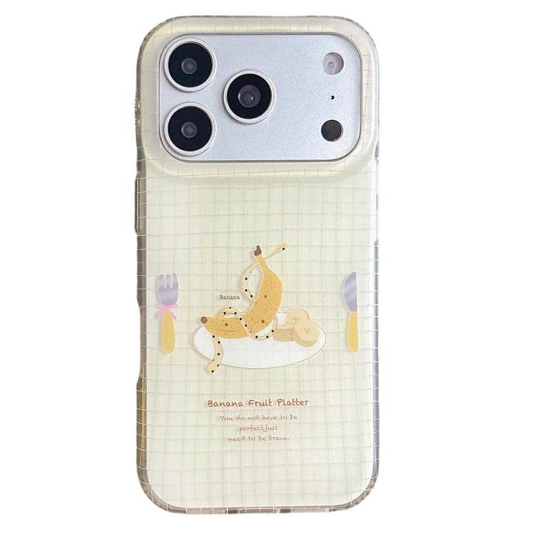For iPhone 17 Pro Double Layer Frosted Pattern TPU Phone Case(Banana Platter)