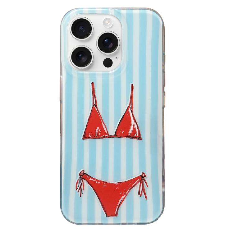 For iPhone 16 Pro Max Double Layer Frosted Pattern TPU Phone Case(European American Bikinis)