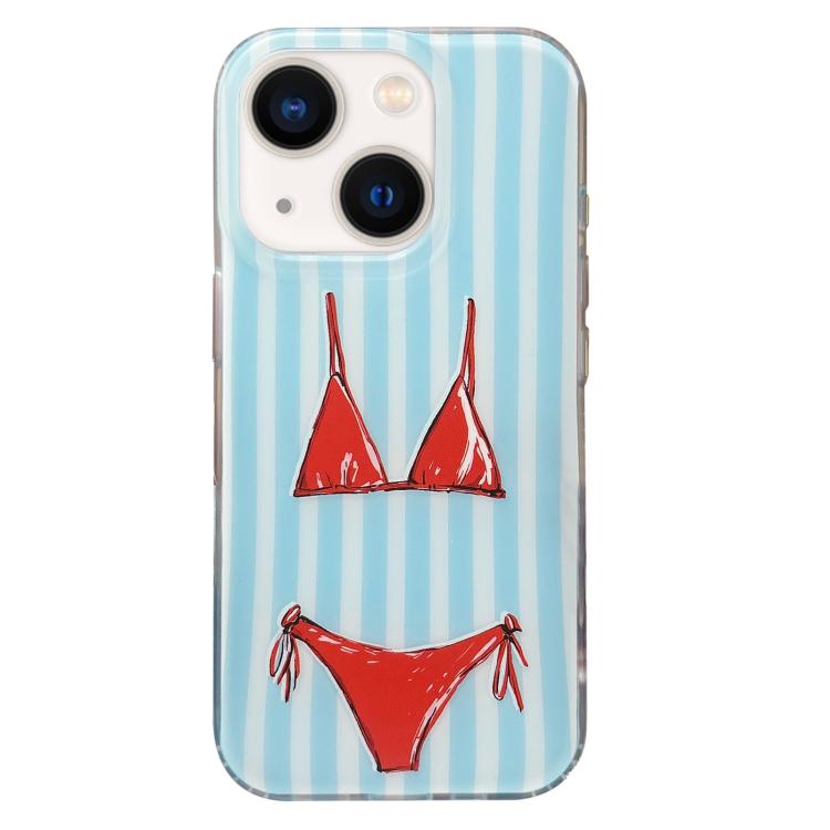 For iPhone 14 Double Layer Frosted Pattern TPU Phone Case(European American Bikinis)